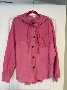 American Eagle Outfitters Rose Pink Hooded Button-Up Jacket